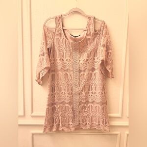 Blue Rain Blush Lace Mini Dress